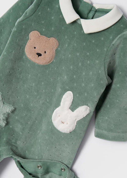 Pijama de malha aveludada Amiguinhos Urso e Coelhinho da Mayoral 