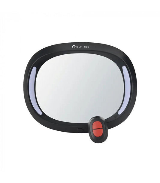 Espejo Retrovisor Redondeado Con Luz Led y  Mando de Olmitos