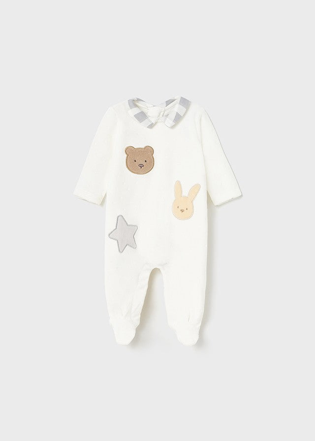 Pijama de malha aveludada Amiguinhos Urso e Coelhinho da Mayoral 