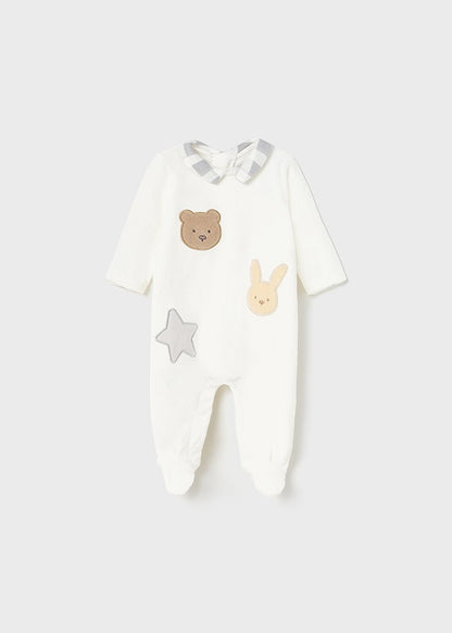 Pijama de malha aveludada Amiguinhos Urso e Coelhinho da Mayoral 