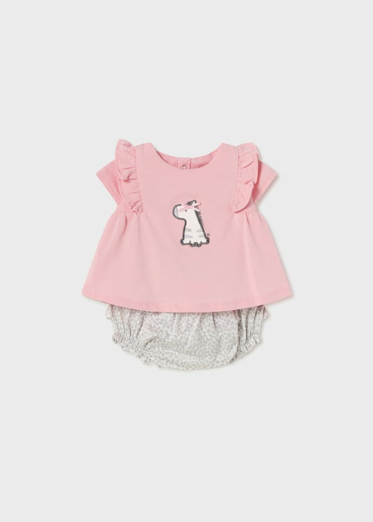 Conjunto curto de 2 peças de algodão sustentável Girafa menina 1249 por Mayoral 