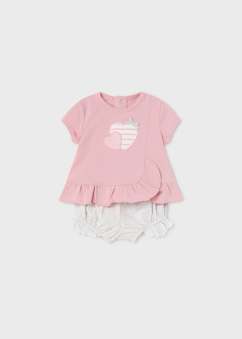Conjunto curto de 2 peças em algodão sustentável Mayoral Hearts 