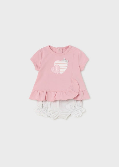 Conjunto curto de 2 peças em algodão sustentável Mayoral Hearts 