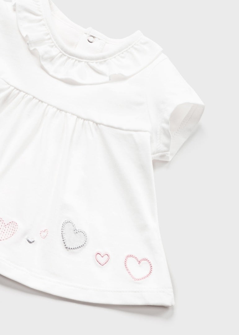 Conjunto curto de 2 peças em algodão sustentável Mayoral Hearts 