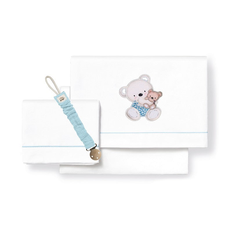 Berço tríptico 100% algodão Bear Swing + chupeta da Interbaby 