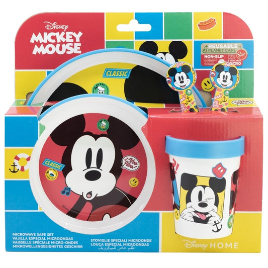 Conjunto de talheres infantis premium antiderrapantes Disney Mickey Mouse para micro-ondas